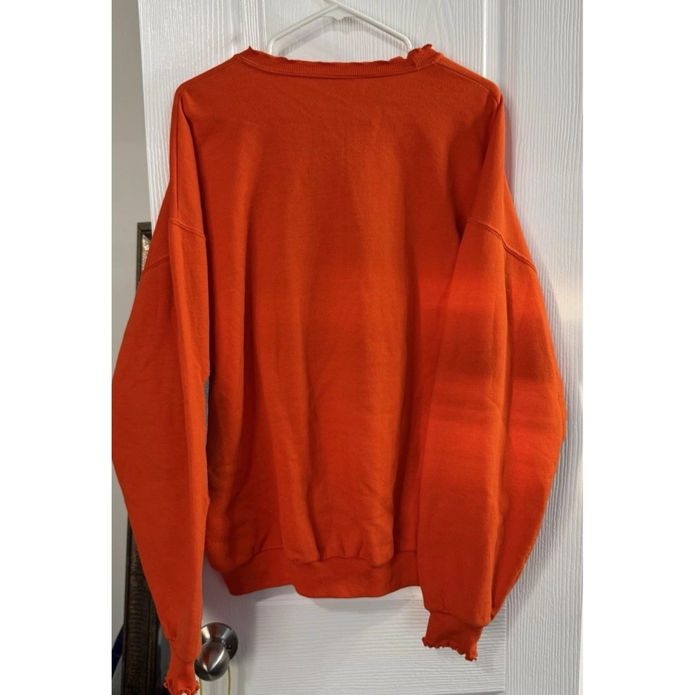 LADIES LONG SLEEVE SWEATSHIRT Orange JEAN Patchwork pocket Apple XL - Picture 5 of 6